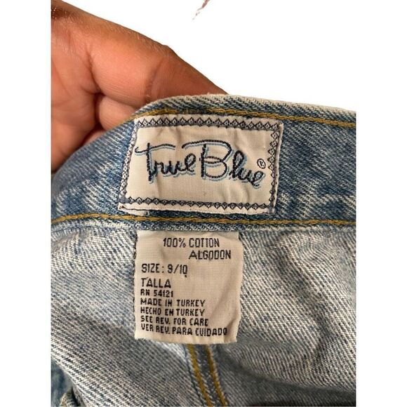 True Blue Denim Skirt Juniors 9/10 Wrap Mini Rigid Light Blue Jean Retro Y2K - Picture 8 of 9